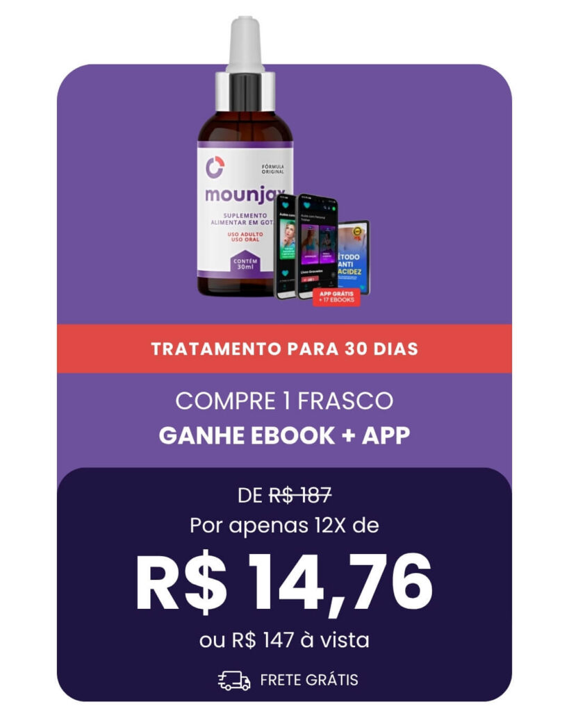 O que é Mounjax: beneficios, formula e como funciona 5 foto do frasco do mounjax com oferta para compra de um produto