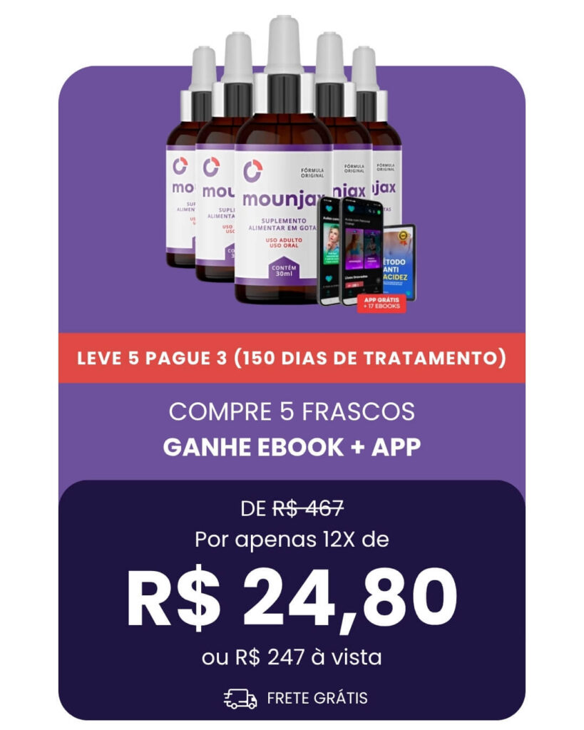 O que é Mounjax: beneficios, formula e como funciona 7 foto do frasco do mounjax com oferta para compra de um produto